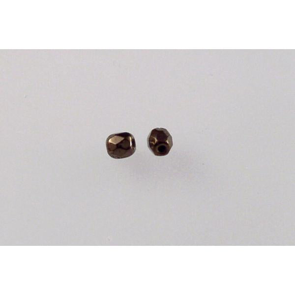 Fire Polished Faceted Beads Round 3 mm, Black Bronze (23980-14415), Bohemia Crystal Glass, Czechia 15119001