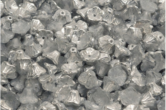 奥特莱斯 10克 铃花杯珠，7 x 5毫米，水晶银半涂层（00030-27001），玻璃，捷克共和国