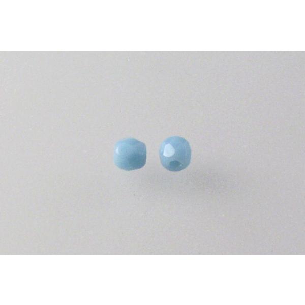 多面圆形火抛光珠，蓝色（63020），玻璃，捷克共和国