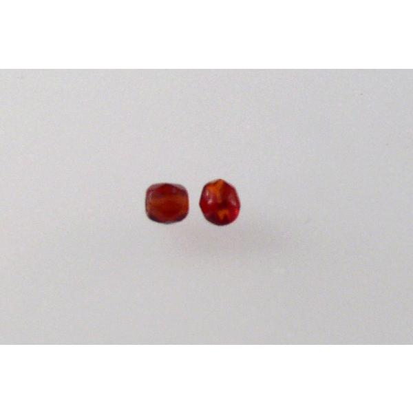 多面圆形火抛光珠，透明红色（90100），玻璃，捷克共和国