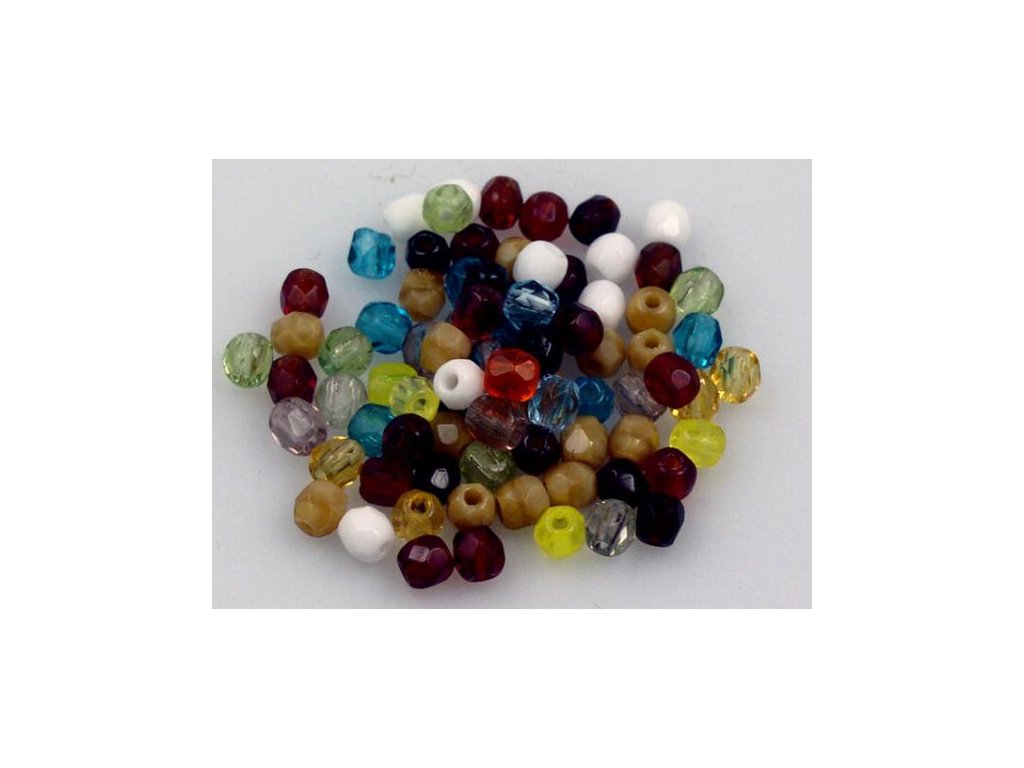 Fire Polished Faceted Beads Round Crystal Rainbow Silver Mix Glass Czech Republic