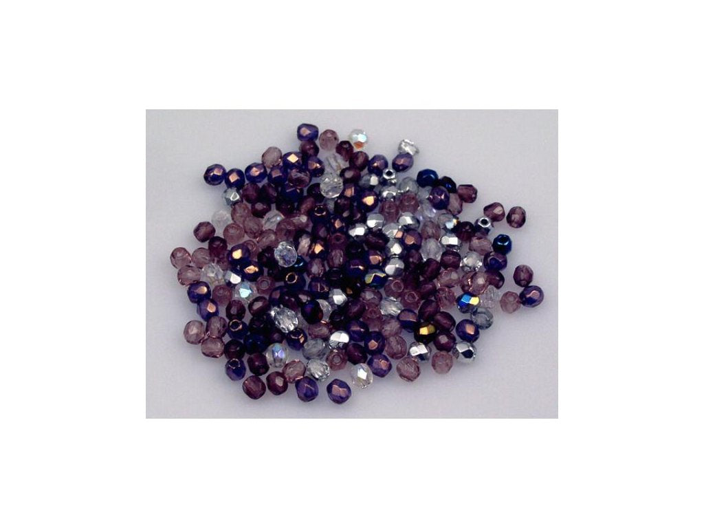 Fire Polished Faceted Beads Round Purple Mix Glass Czech Republic