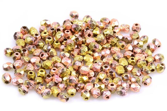 多面圆形火抛光珠，水晶蚀刻 98544 (00030-LEPT-98544)，玻璃，捷克共和国