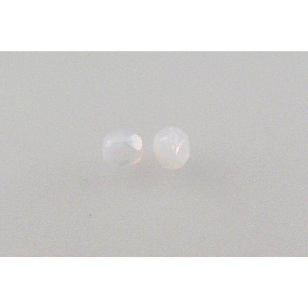 OUTLET 250g Round Faceted Fire Polished Beads, Opal White (01000), Glass, Czech Republic