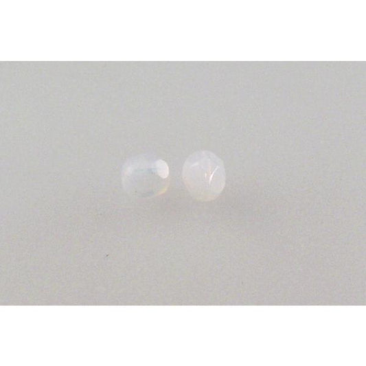 OUTLET 250g Round Faceted Fire Polished Beads, Opal White (01000), Glass, Czech Republic