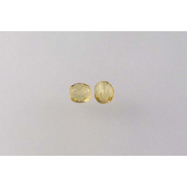 ファセット加工ビーズ ラウンド型 透明ライトトパーズイエロー (10020) ボヘミアクリスタルガラス チェコ共和国