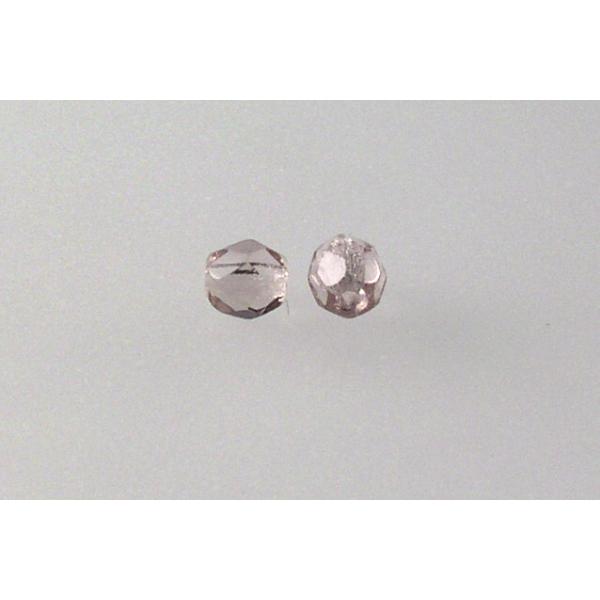 圆形火抛光刻面珠，透明浅紫水晶 (20020)，波西米亚水晶玻璃，捷克共和国