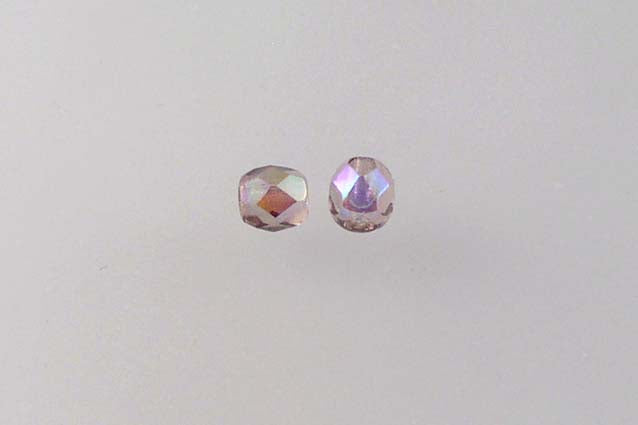 Fire Polished Faceted Beads Round 4 mm, Transparent Light Amethyst Ab (20040-28701), Bohemia Crystal Glass, Czechia 15119001