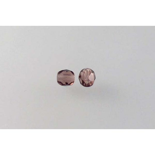 Faceted Round Fire Polished Beads, Amethyst (20060), Glass, Czech Republic