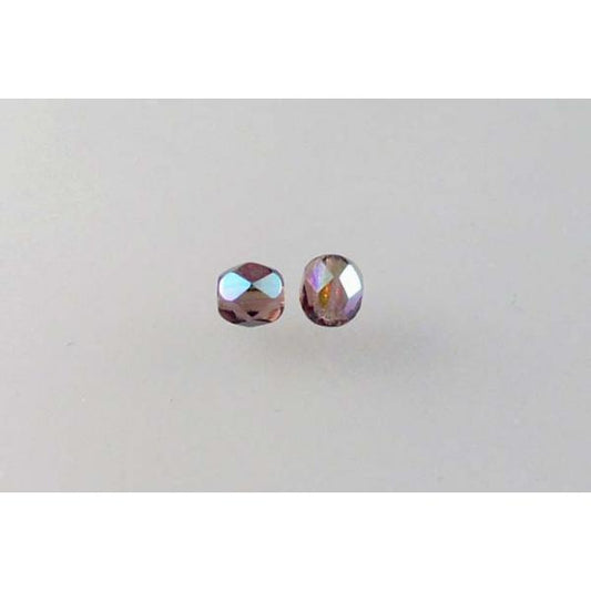 Faceted Round Fire Polished Beads, Amethyst Ab (20060-28701), Glass, Czech Republic