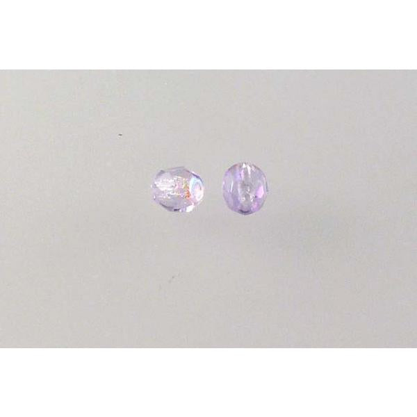 Fire Polished Faceted Beads Round, Transparent Light Amethyst Ab (20210-28701), Bohemia Crystal Glass, Czech Republic