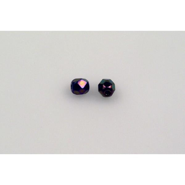 Fire Polished Faceted Beads Round 4 mm, Black Purple Iris (23980-21495), Bohemia Crystal Glass, Czechia 15119001