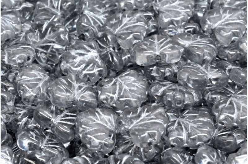 OUTLET 10 grams Maple Leaf Beads, 13 x 11 mm, Crystal Silver Lined (00030-54301), Glass, Czech Republic