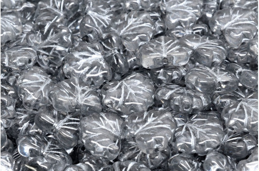 OUTLET 10 克枫叶珠，13 x 11 毫米，水晶银衬里（00030-54301），玻璃，捷克共和国