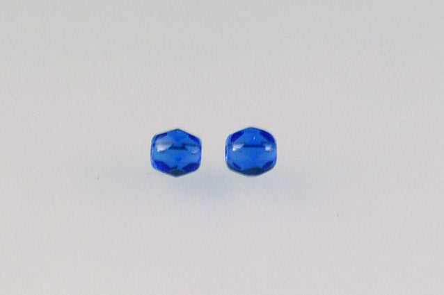 OUTLET 250g Round Faceted Fire Polished Beads, Transparent Blue B (30070-B), Glass, Czech Republic