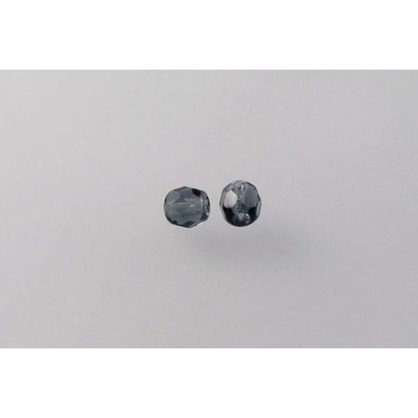 OUTLET 250g Round Faceted Fire Polished Beads, Transparent Dark Blue P (30330-P), Glass, Czech Republic