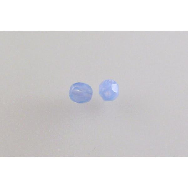 OUTLET 250g Round Faceted Fire Polished Beads, Opal Blue (31010), Glass, Czech Republic