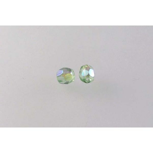 Fire Polished Faceted Beads Round 4 mm, Transparent Green Ab (50520-28701), Bohemia Crystal Glass, Czechia 15119001