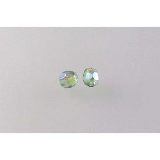 Fire Polished Faceted Beads Round 4 mm, Transparent Green Ab (50520-28701), Bohemia Crystal Glass, Czechia 15119001