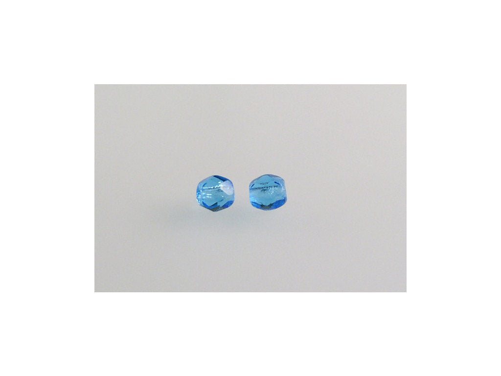 Fire Polished Faceted Beads Round Aqua Glass Czech Republic