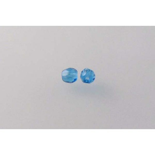 Faceted Round Fire Polished Beads, Transparent Aqua (60040), Glass, Czech Republic
