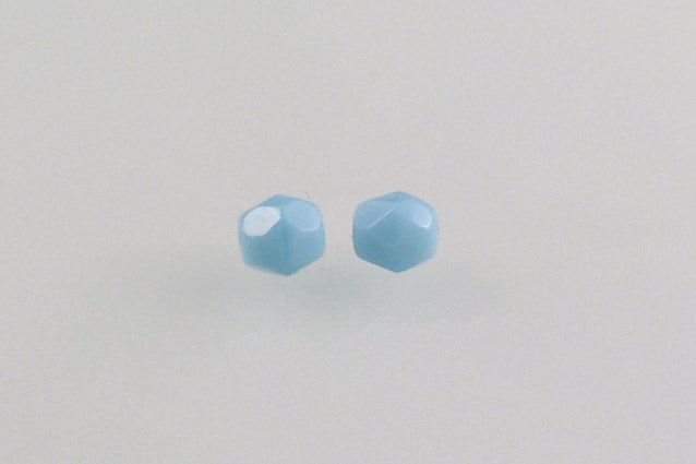 多面圆形火抛光珠，蓝色（63020），玻璃，捷克共和国