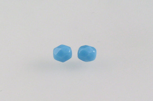 Faceted Round Fire Polished Beads, Turquoise Blue (63030), Glass, Czech Republic
