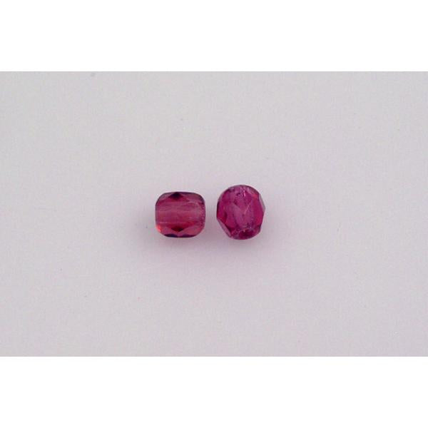 Faceted Round Fire Polished Beads, Transparent Red (70350), Glass, Czech Republic