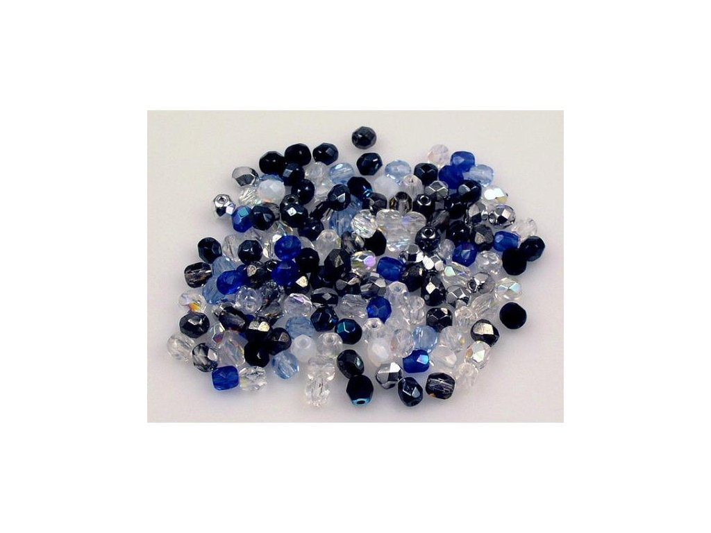 Fire Polished Faceted Beads Round Blue Mix Glass Czech Republic