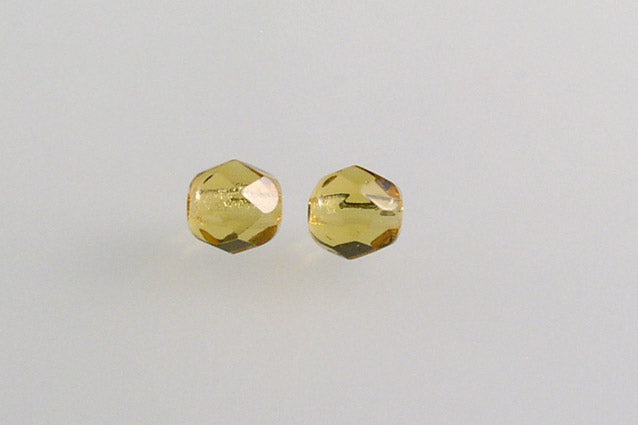Faceted Round Fire Polished Beads, Transparent Orange (10060), Glass, Czech Republic