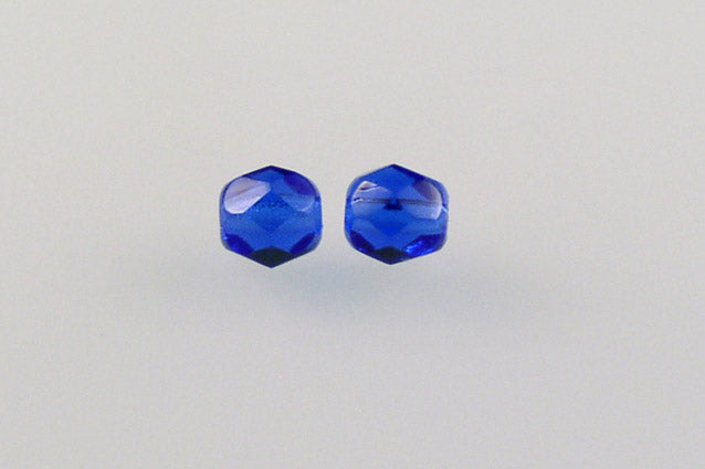 Fire Polished Faceted Beads Round 5 mm, Transparent Blue (30060), Bohemia Crystal Glass, Czechia 15119001