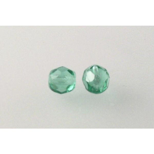 OUTLET 250g Round Faceted Fire Polished Beads, Transparent Green (50560), Glass, Czech Republic