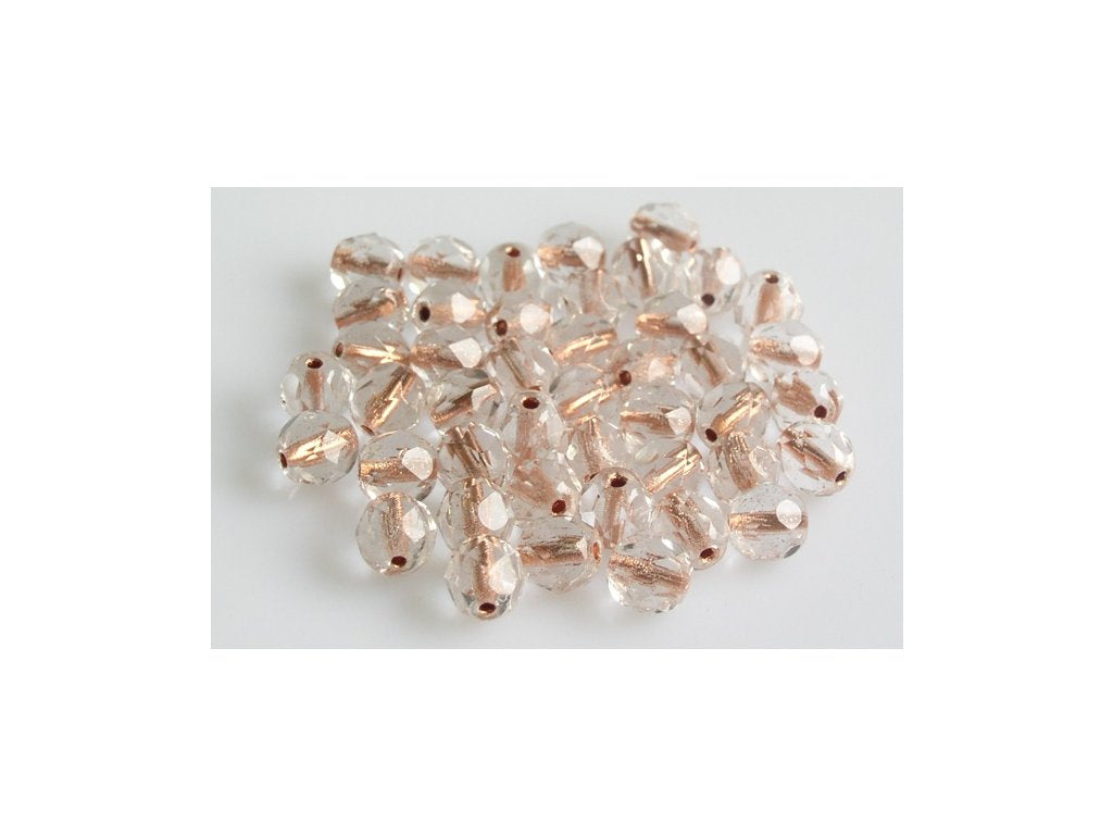 OUTLET 10 grams Faceted Round Fire Polished Beads, Crystal Copper Lined (00030-68105), Glass, Czech Republic