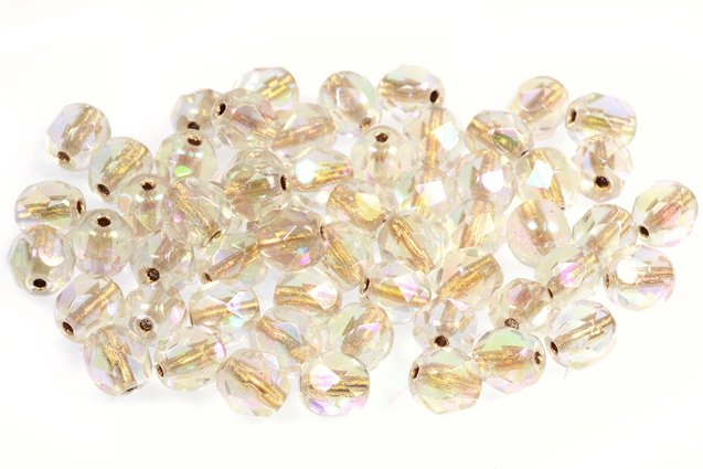 Fire Polished Faceted Beads Round 6 mm, Crystal 68505 (30-68505), Bohemia Crystal Glass, Czechia 15119001