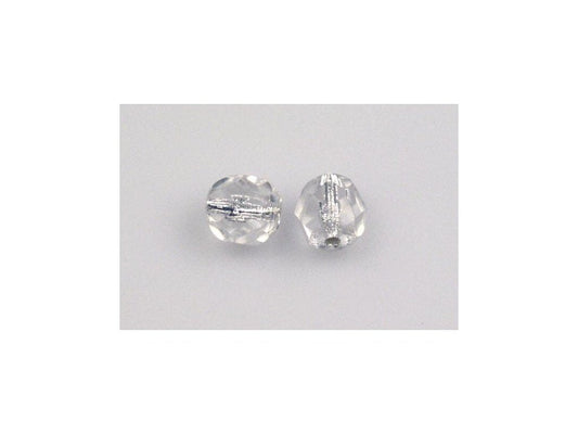OUTLET 250 g runde, facettierte, feuerpolierte Perlen, Crystal Silver Lined P (00030-81800-P), Glas, Tschechische Republik