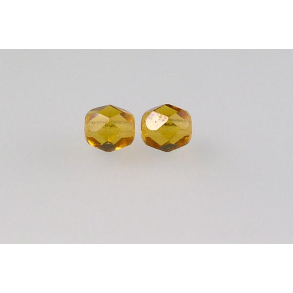 Faceted Round Fire Polished Beads, Transparent Orange (10060), Glass, Czech Republic