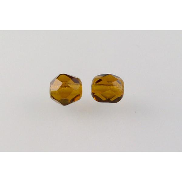 OUTLET 250g Round Faceted Fire Polished Beads, Transparent Brown A (10110-A), Glass, Czech Republic