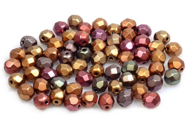 Fire Polished Faceted Beads Round 6 mm, Black Violet Rainbow Metallic Iris (23980-1640), Bohemia Crystal Glass, Czechia 15119001