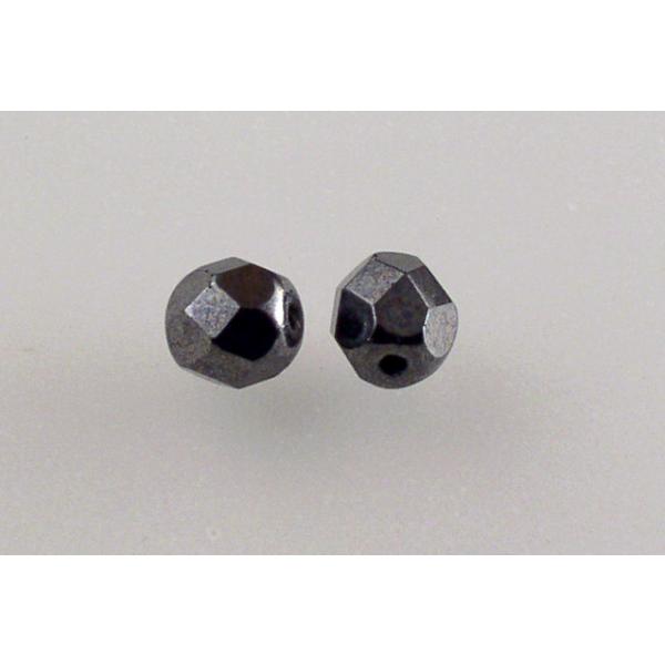 Fire Polished Faceted Beads Round 6 mm, Black Hematite (23980-14400), Bohemia Crystal Glass, Czechia 15119001