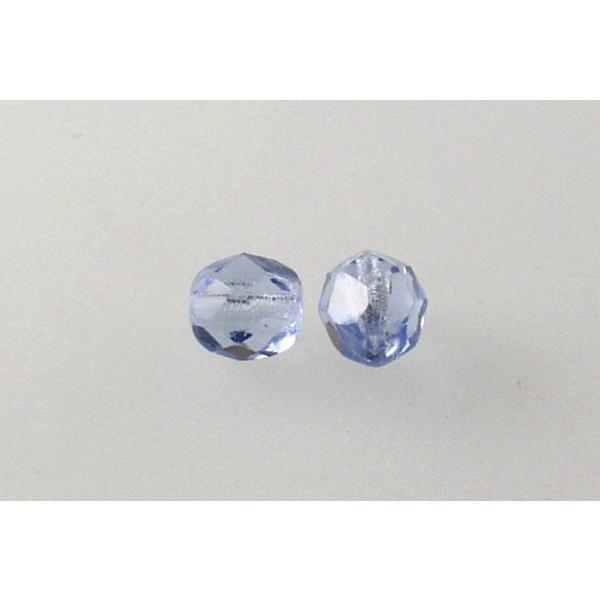 OUTLET 250g Round Faceted Fire Polished Beads, Transparent Blue A (30020-A), Glass, Czech Republic
