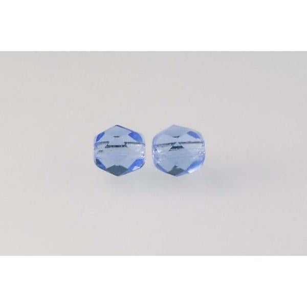 Fire Polished Faceted Beads Round 6 mm, Transparent Blue (30030), Bohemia Crystal Glass, Czechia 15119001