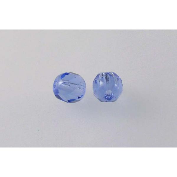 Fire Polished Faceted Beads Round 6 mm, Transparent Blue (30040), Bohemia Crystal Glass, Czechia 15119001