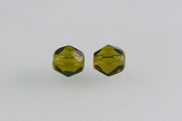 Fire Polished Faceted Beads Round 6 mm, Transparent Green (50319), Bohemia Crystal Glass, Czechia 15119001