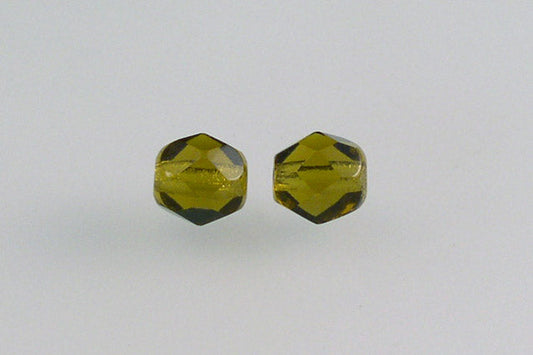 Fire Polished Faceted Beads Round 6 mm, Transparent Green (50319), Bohemia Crystal Glass, Czechia 15119001