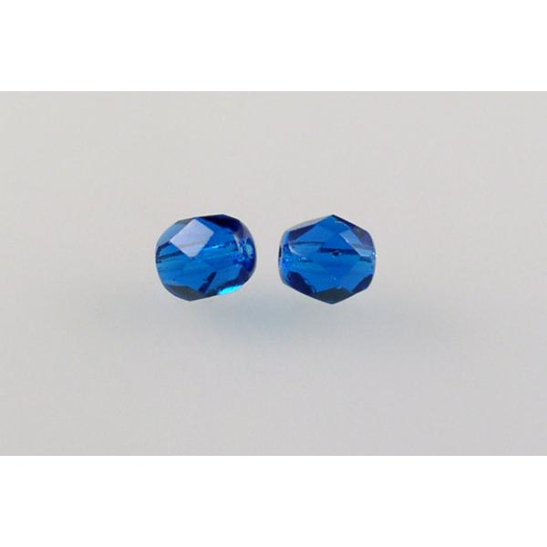 Faceted Round Fire Polished Beads, Transparent Aqua (60080), Glass, Czech Republic