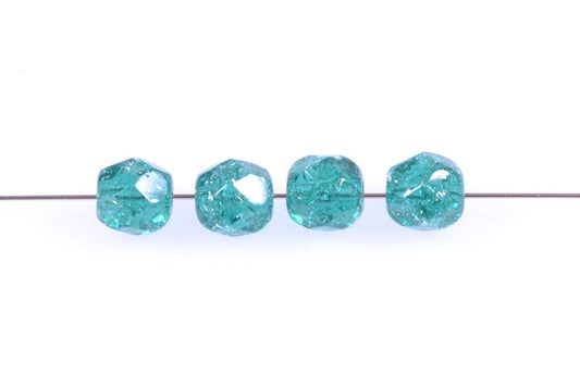 Fire Polished Faceted Beads Round 6 mm, Transparent Aqua Cracked (60230-85500), Bohemia Crystal Glass, Czechia 15119001