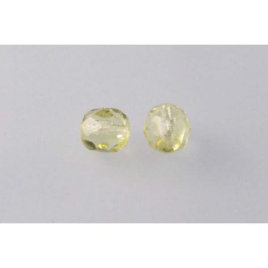OUTLET 250g Round Faceted Fire Polished Beads, Transparent Yellow P (80120-P), Glass, Czech Republic