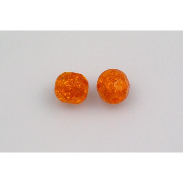 Fire Polished Faceted Beads Round 6 mm, Transparent Orange Cracked (90020-85500), Bohemia Crystal Glass, Czechia 15119001