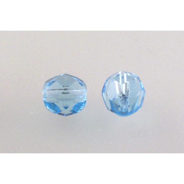 Fire Polished Faceted Beads Round 7 mm, Transparent Aqua (60010), Bohemia Crystal Glass, Czechia 15119001