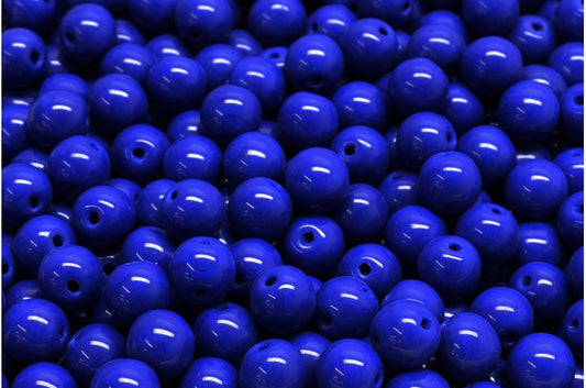 OUTLET 10 grams Round Druck Beads, 6 x 6 mm, Opaque Blue (33070), Glass, Czech Republic